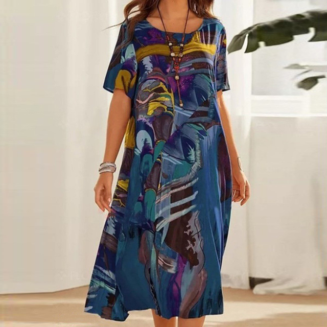 Lunara-Abstract Art Midi Dress