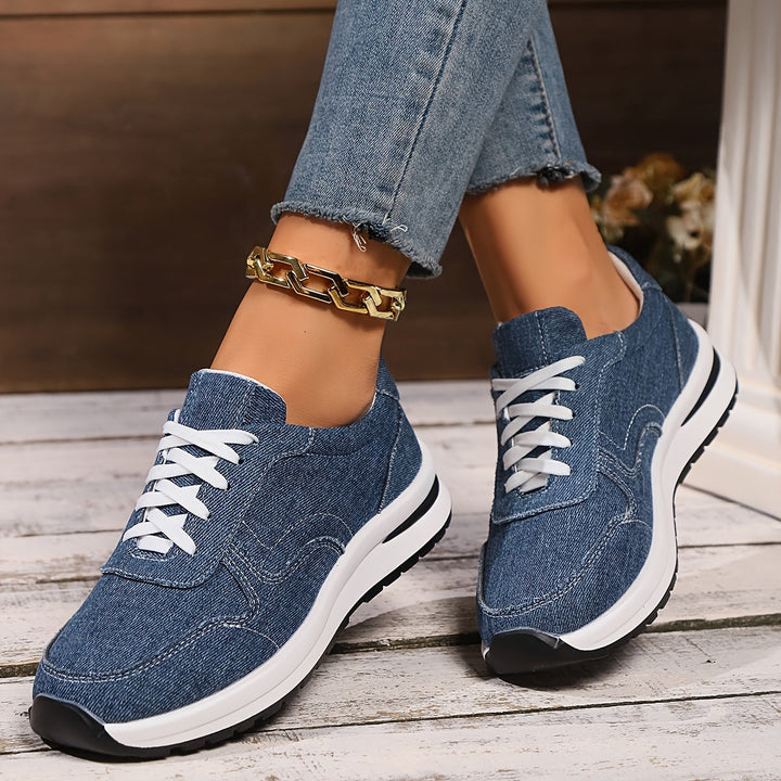 Riley-Denim Lace-Up Trainers
