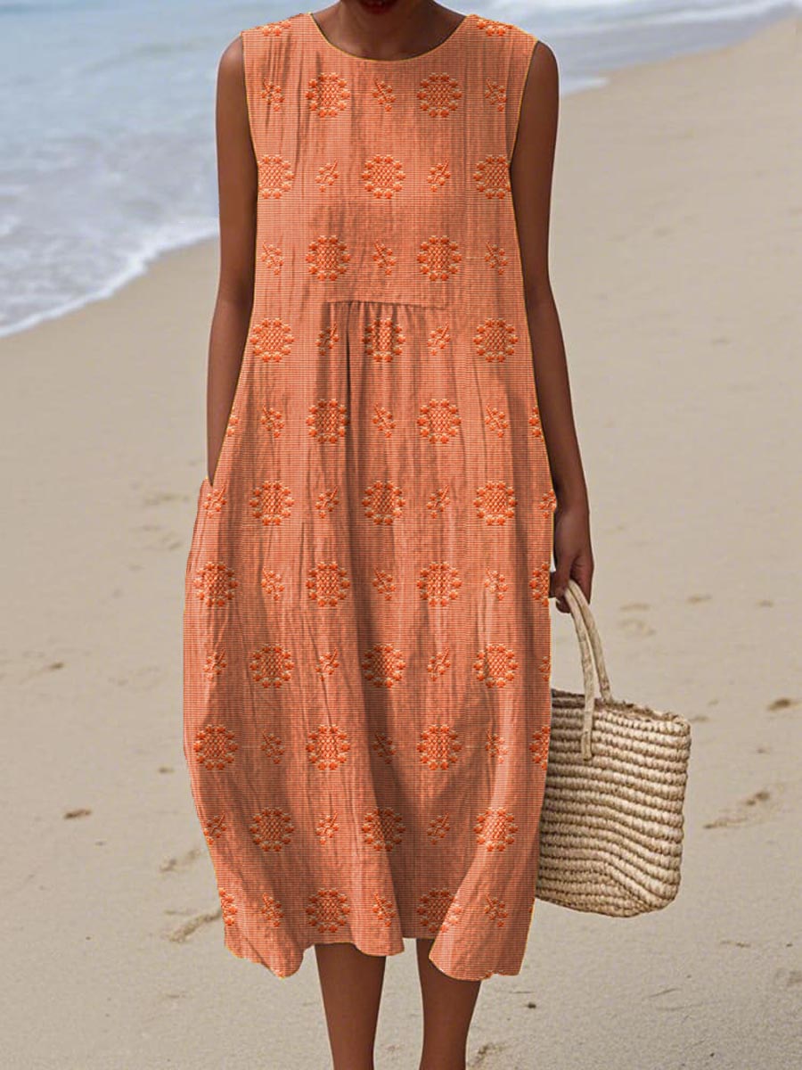 Lila - Embroidered Seaside Midi Dress