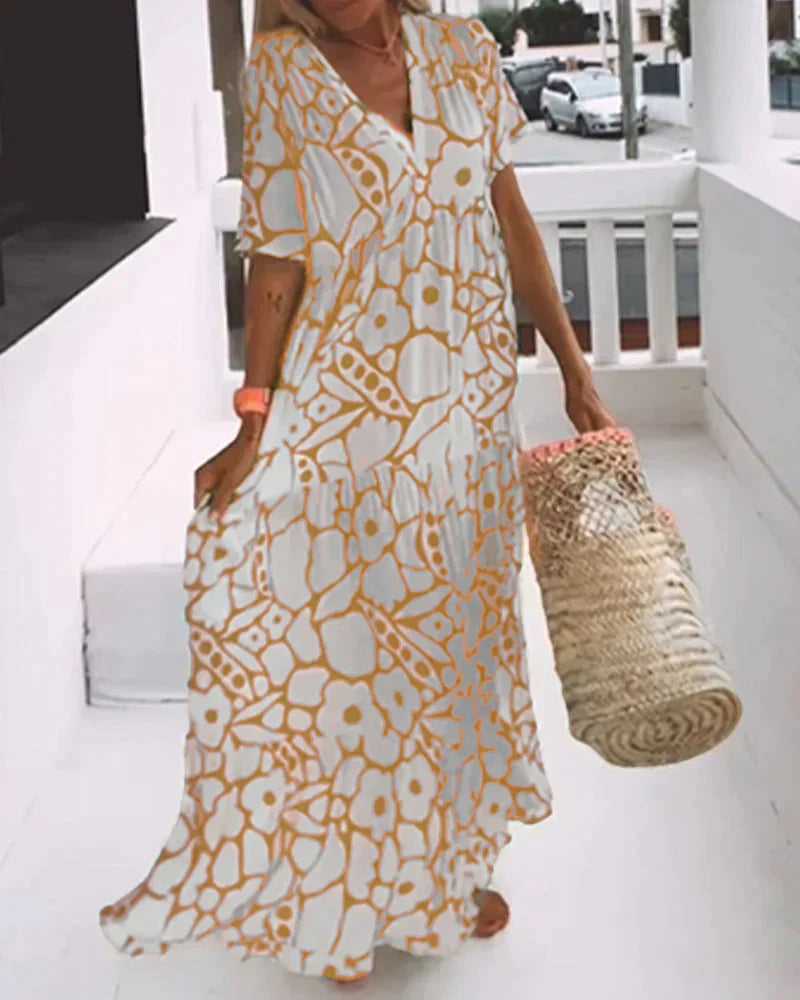 Maya – Relaxed V-Neck Floral Maxi