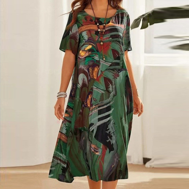 Lunara-Abstract Art Midi Dress