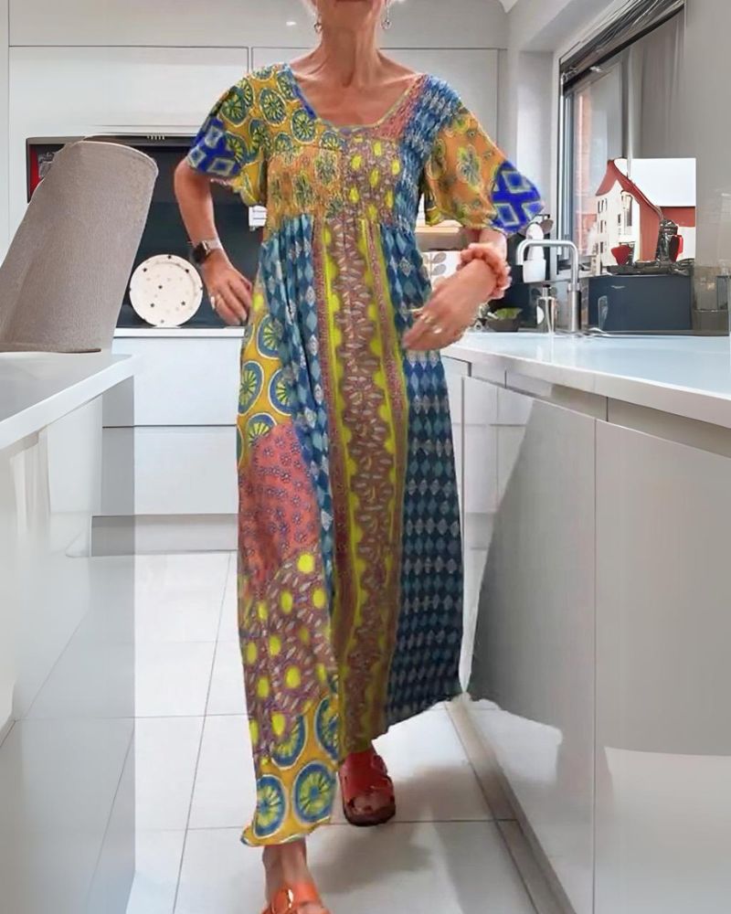 Rosalyn - Boho Patch Maxi Dress
