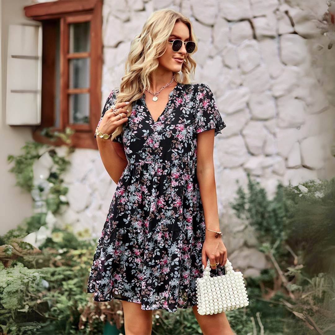Emilia - Floral V-Neck Tiered Dress