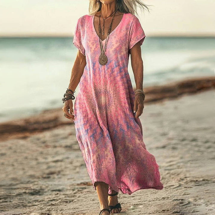 Meadow-Breeze Floral Maxi Dress