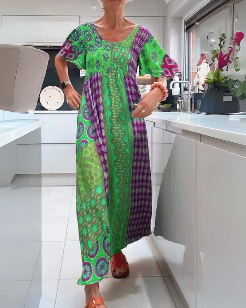 Rosalyn - Boho Patch Maxi Dress