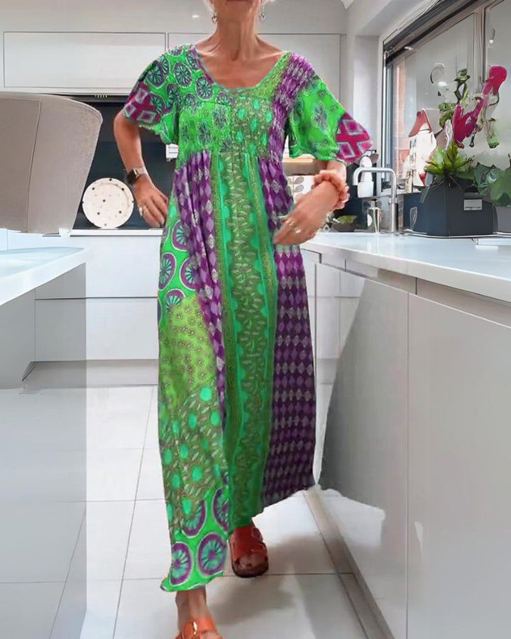 Rosalyn - Boho Patch Maxi Dress