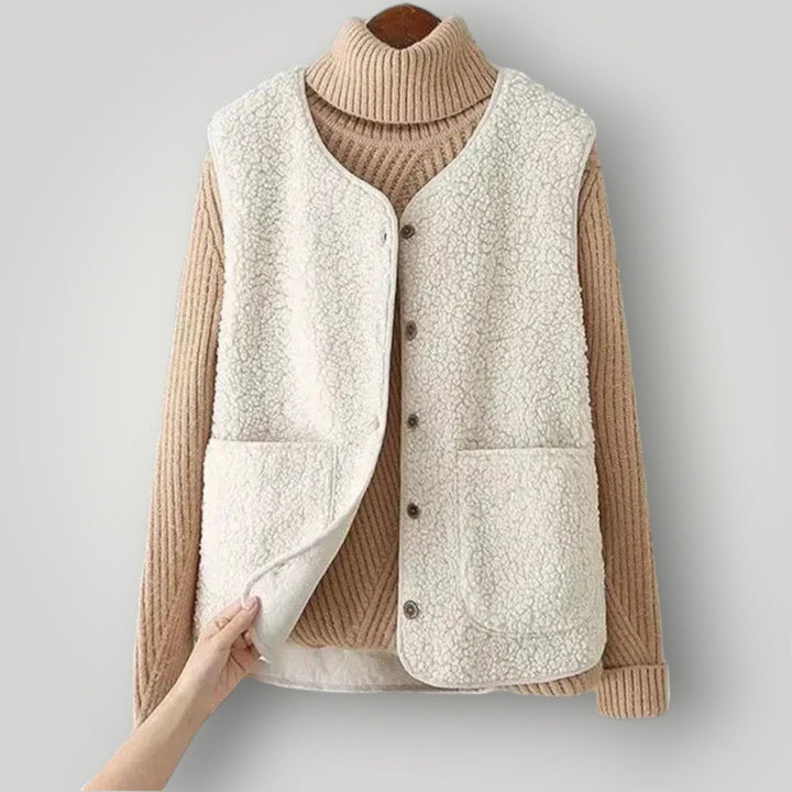 Colette-Button-Front Fleece Vest