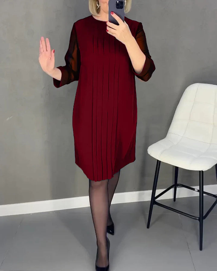 Marla-Pleated Shift Dress