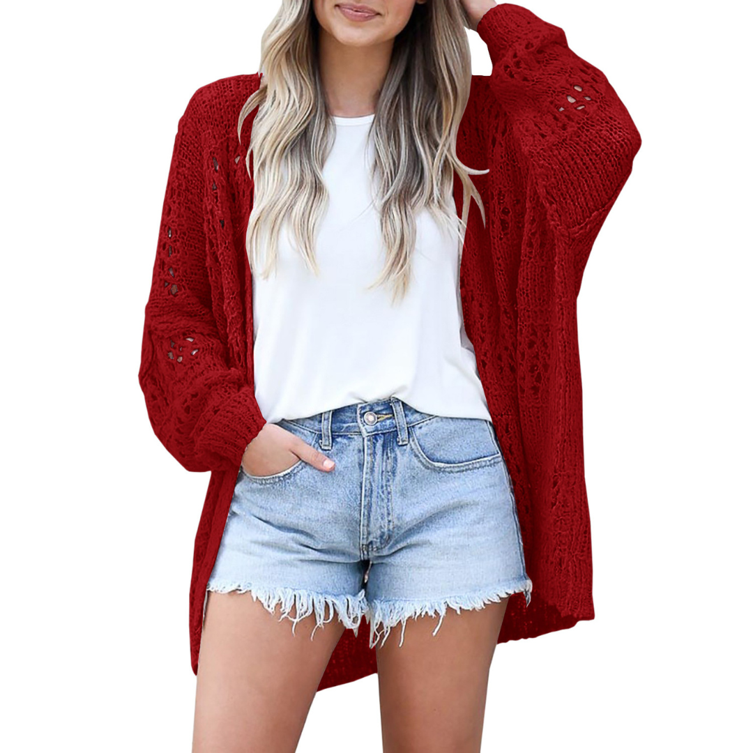 Harper-Open-Knit Longline Cardigan