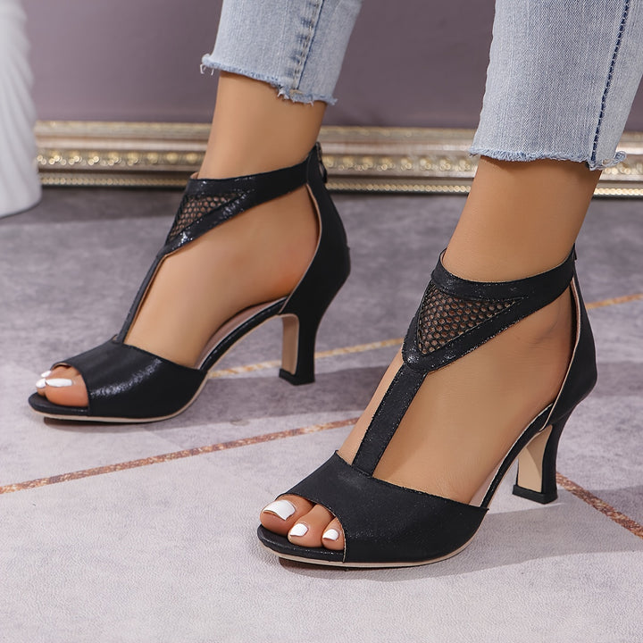 Sienna – Mesh Detail Peep-Toe Heels