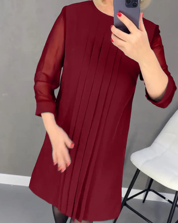 Marla-Pleated Shift Dress