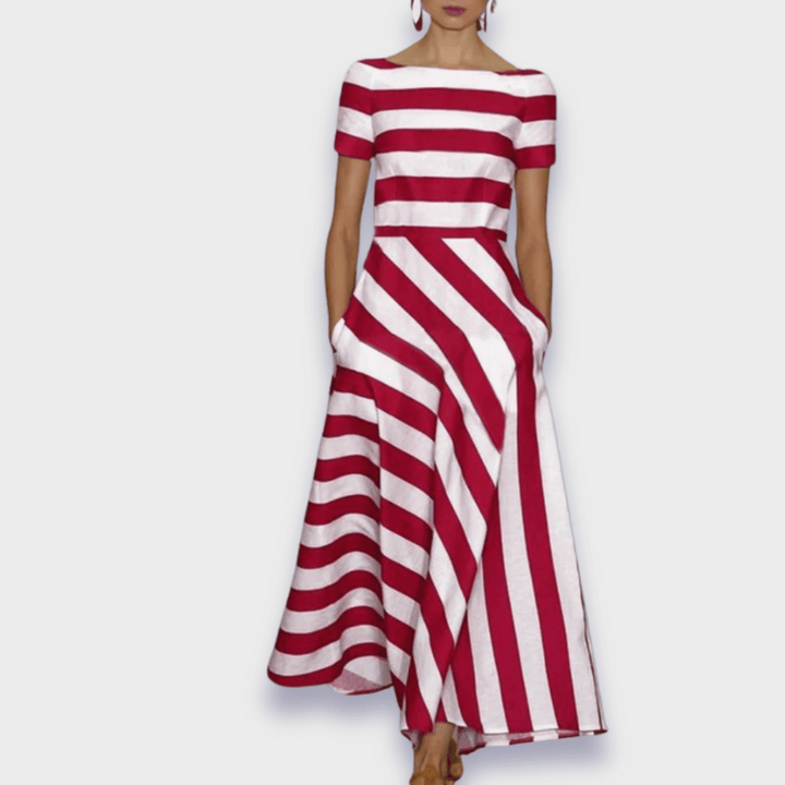 Marseille-Striped Elegance Dress