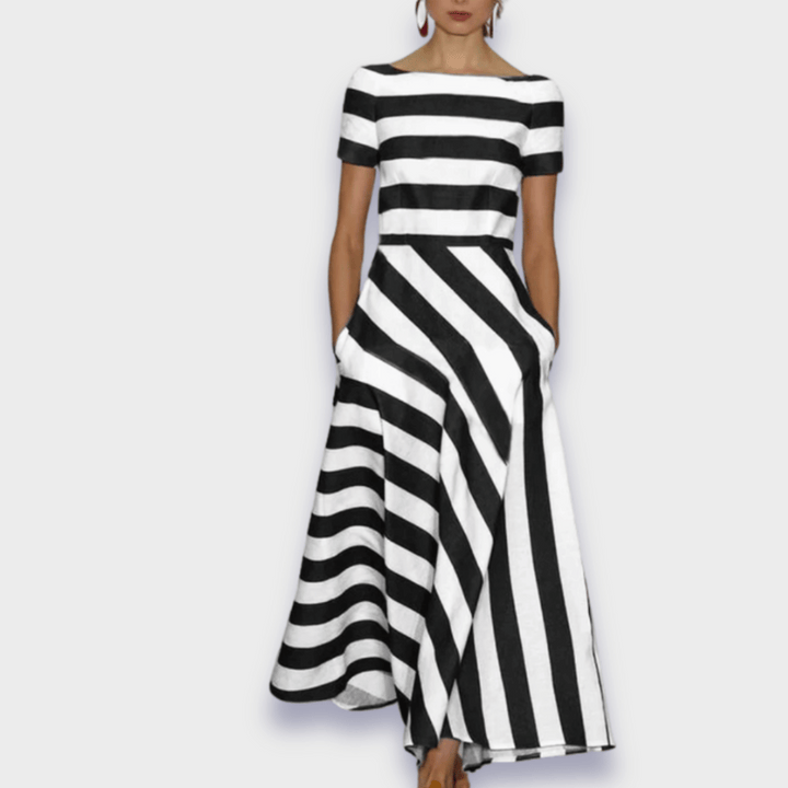 Marseille-Striped Elegance Dress