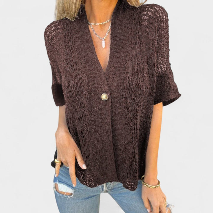Callie-Textured Knit Button Top