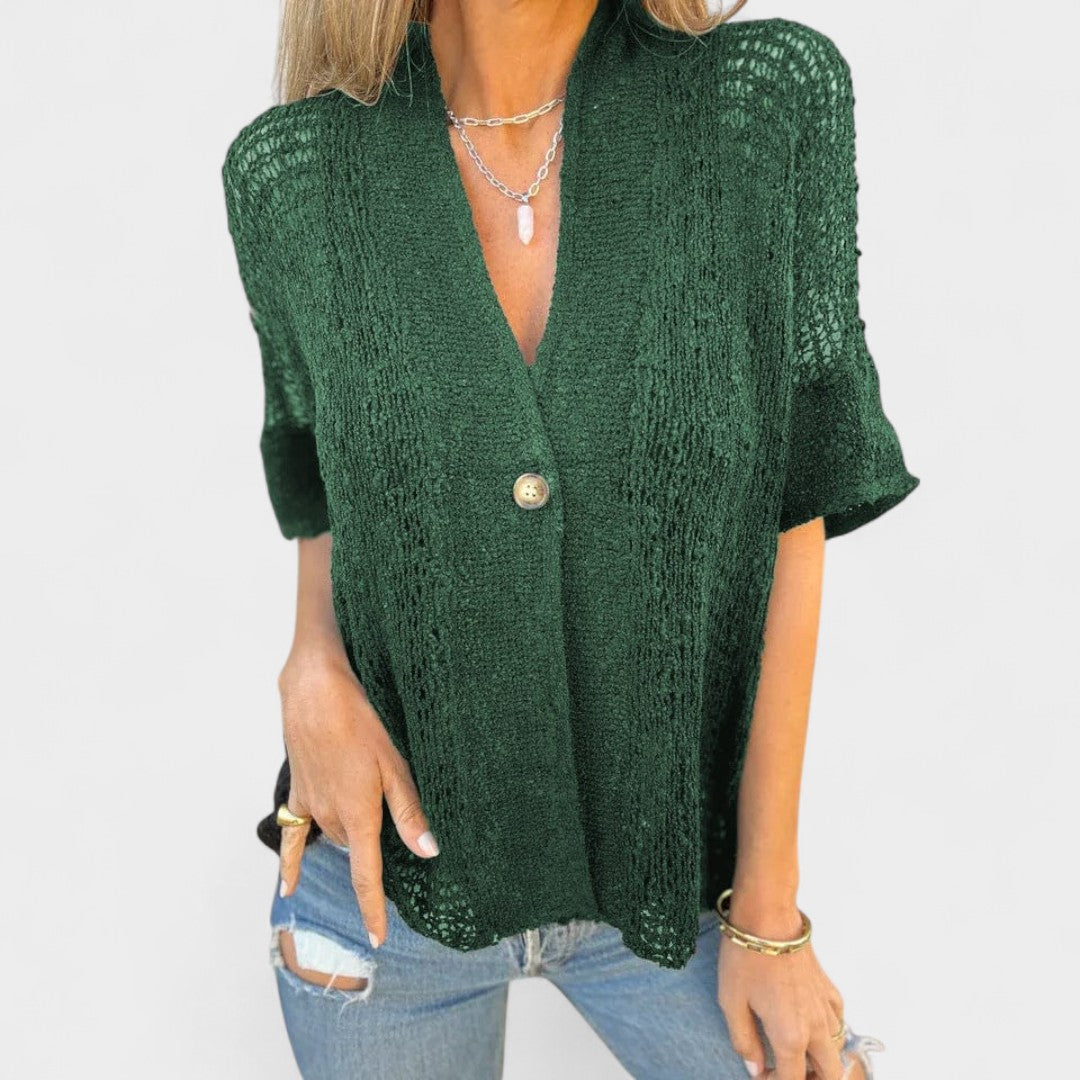Callie-Textured Knit Button Top