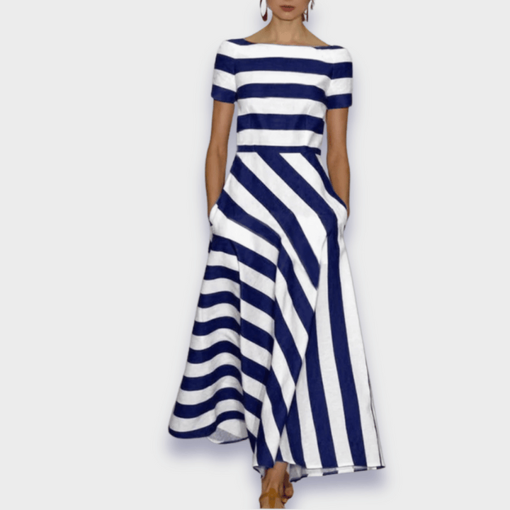 Marseille-Striped Elegance Dress