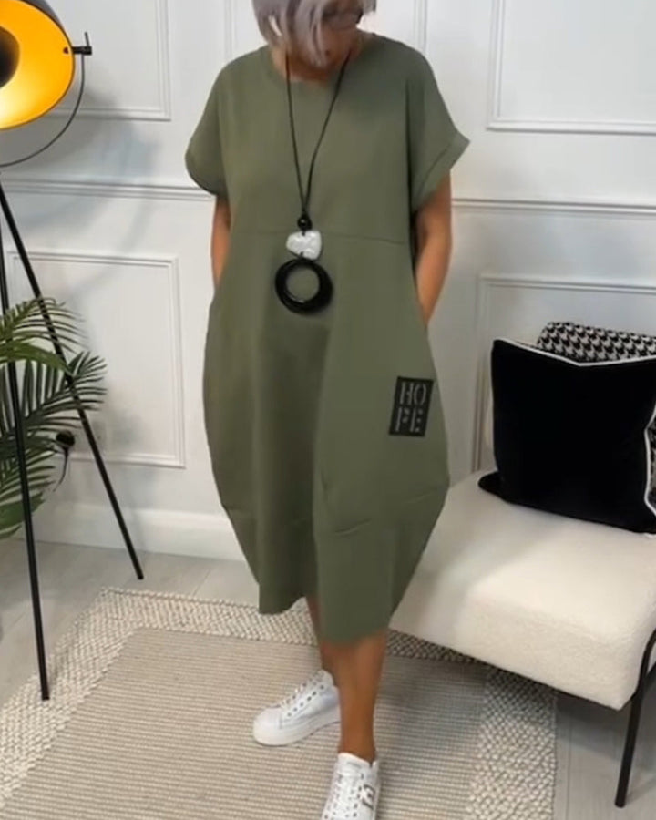 Nova-Relaxed Pocket T-Shirt Dress