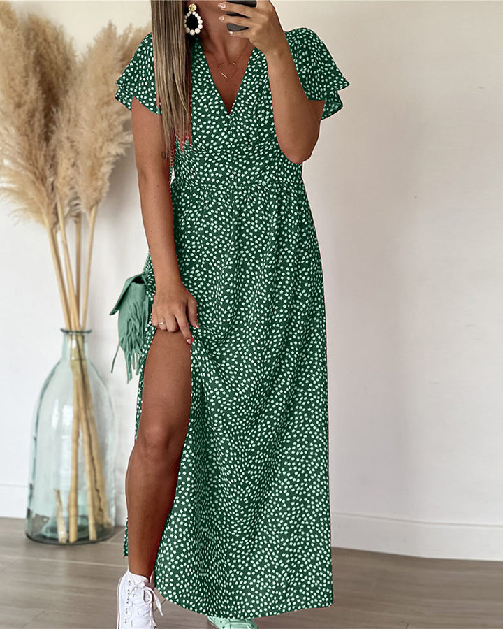 Ellie-Polka Dot Split Maxi Dress