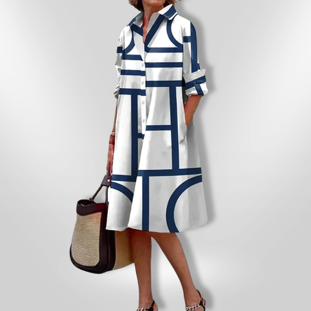 Arlena-Graphic Shirt Dress