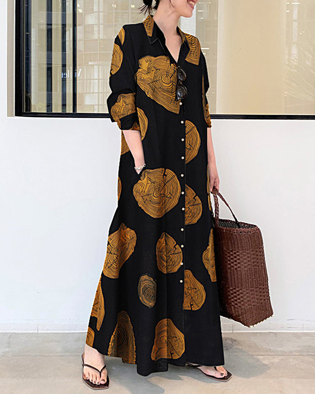 Ria - Abstract Button Maxi Dress