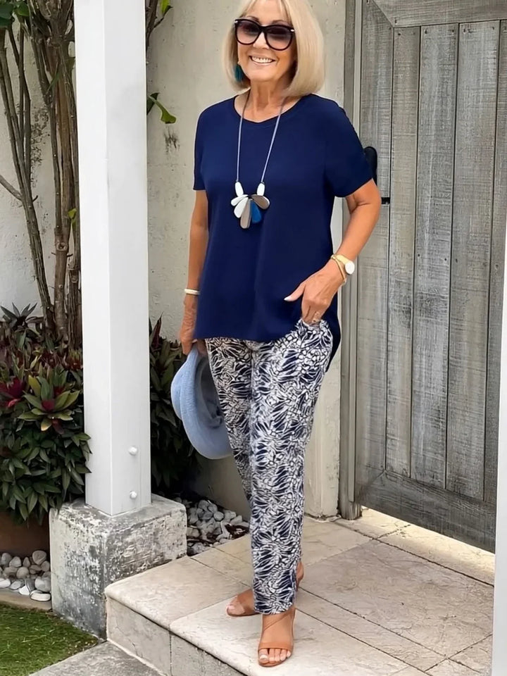 Claire-Soft Stretch Tee & Trousers Set