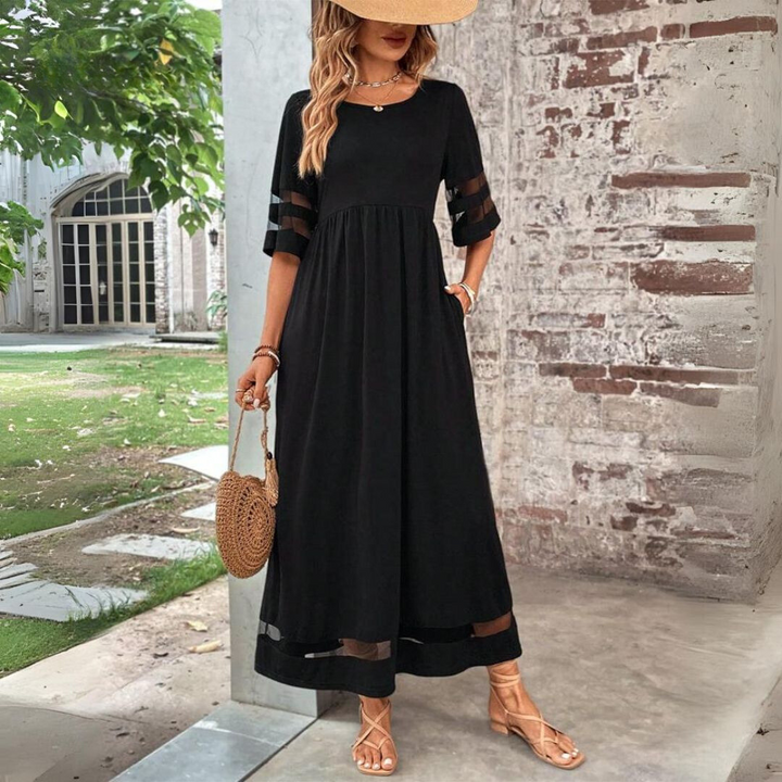 Camira-Mesh Panel Midi Dress