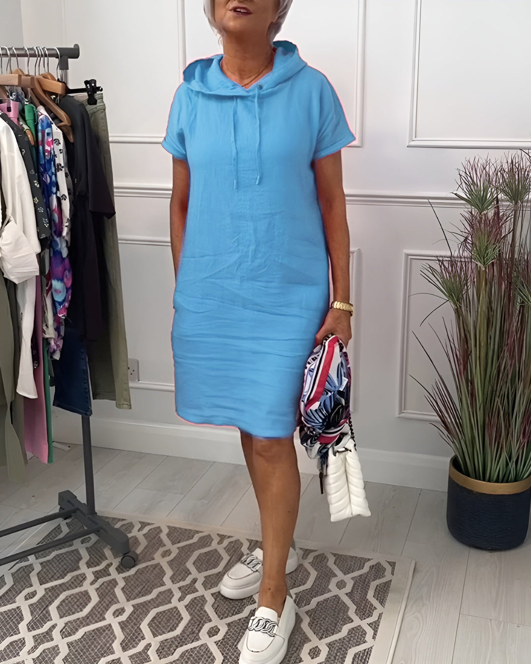 Paige-Hooded Pocket T-Shirt Dress