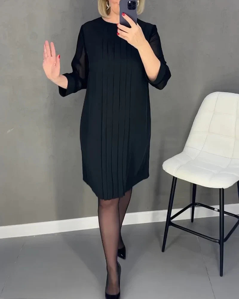 Marla-Pleated Shift Dress