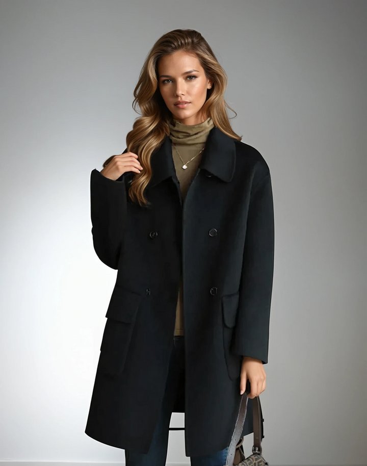 Elena-Tailored Double-Breasted Coat