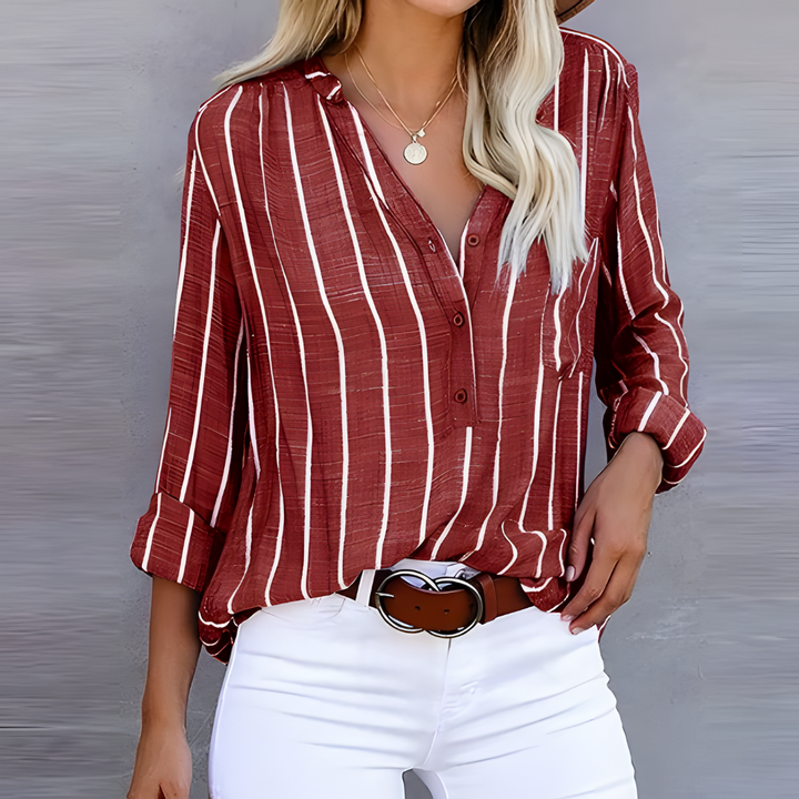 Raya-Striped Relaxed Fit Blouse