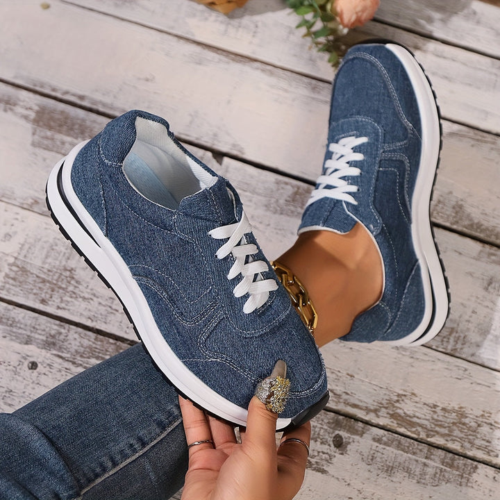 Riley-Denim Lace-Up Trainers