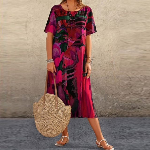 Lunara-Abstract Art Midi Dress