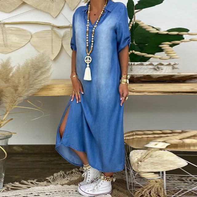 Sienna-Relaxed Denim Maxi Dress