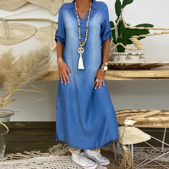 Sienna-Relaxed Denim Maxi Dress