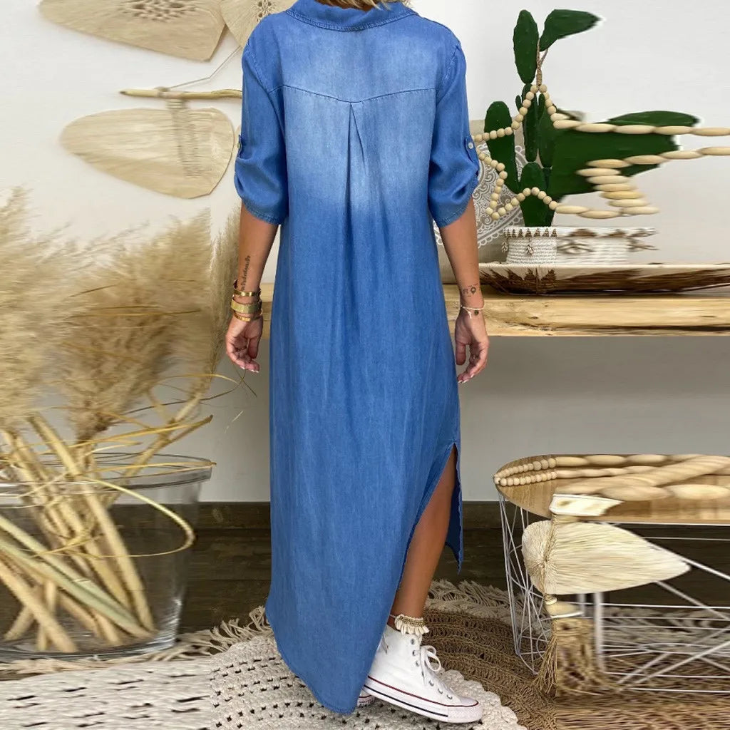 Sienna-Relaxed Denim Maxi Dress