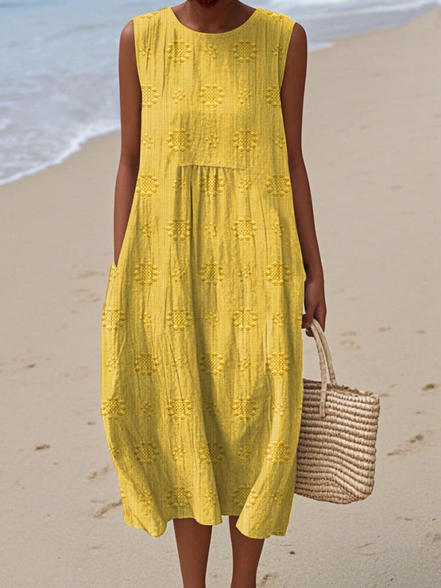 Lila - Embroidered Seaside Midi Dress