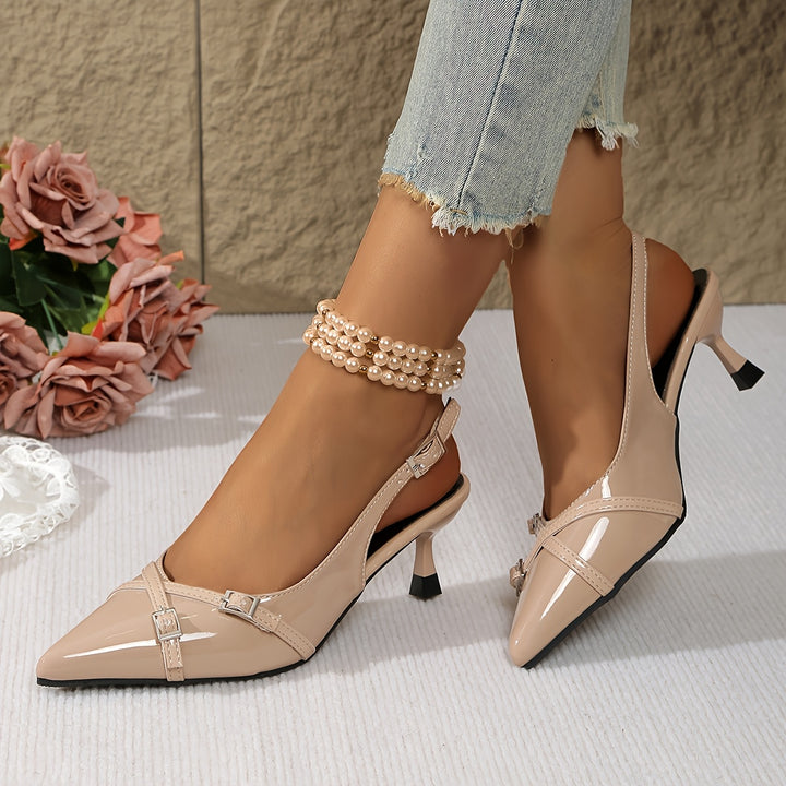 Vivienne | Patent Double Strap Kitten Heels