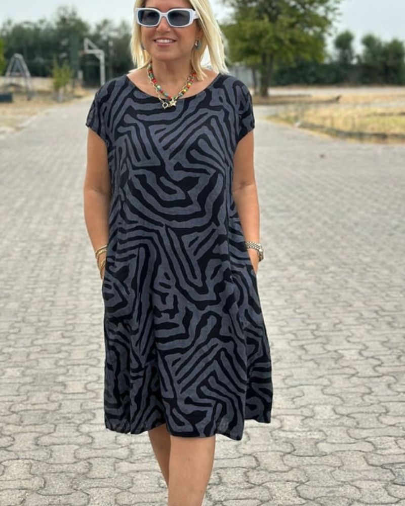 Harper-Relaxed Zebra Print Dress