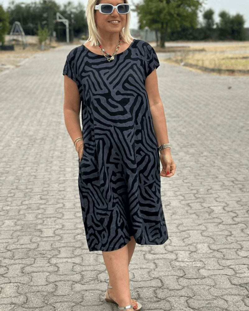 Harper-Relaxed Zebra Print Dress