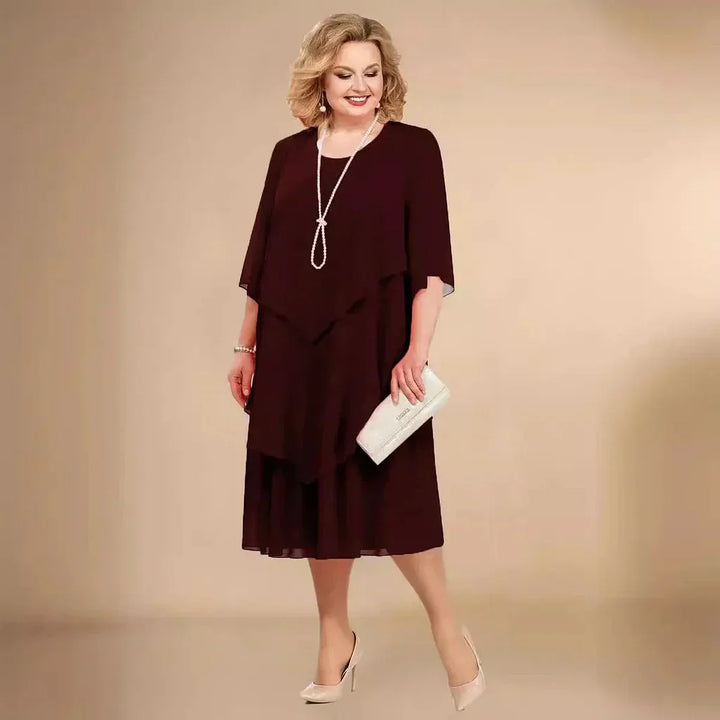 Celeste-Layered Elegance Midi Dress
