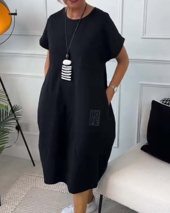 Nova-Relaxed Pocket T-Shirt Dress