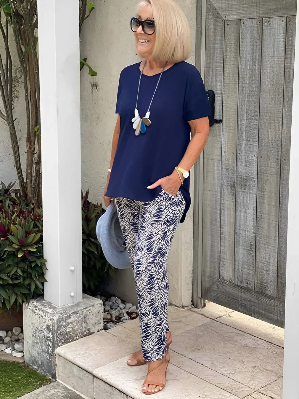 Claire-Soft Stretch Tee & Trousers Set