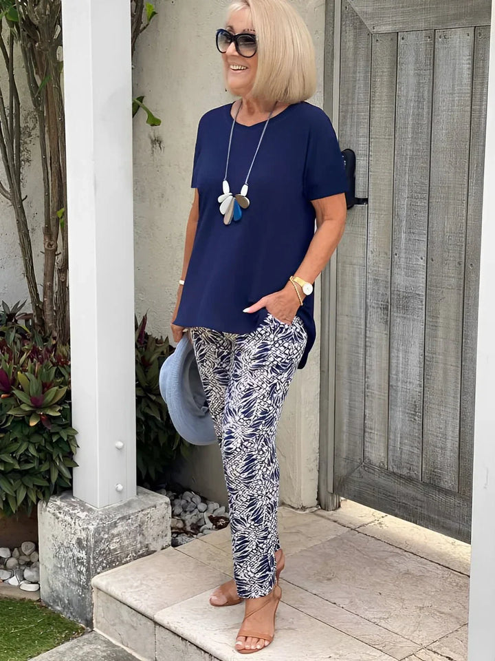 Claire-Soft Stretch Tee & Trousers Set