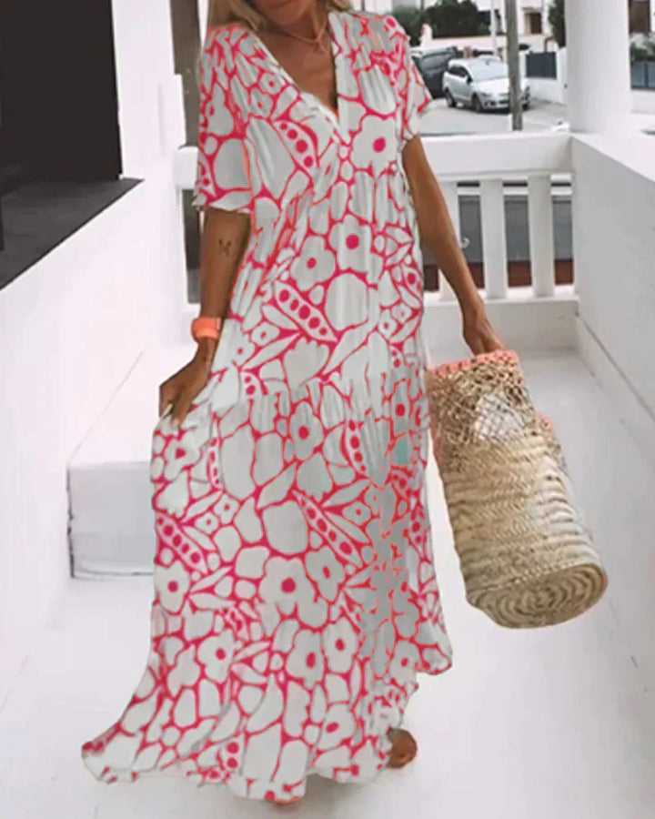 Maya – Relaxed V-Neck Floral Maxi