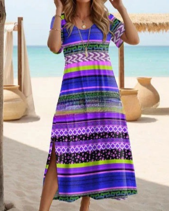 Lana – Vibrant Tribal Slip-On Dress