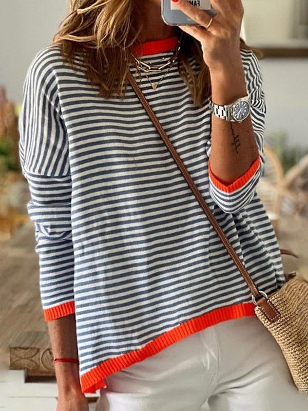 Harper-Stripe Knit Pullover
