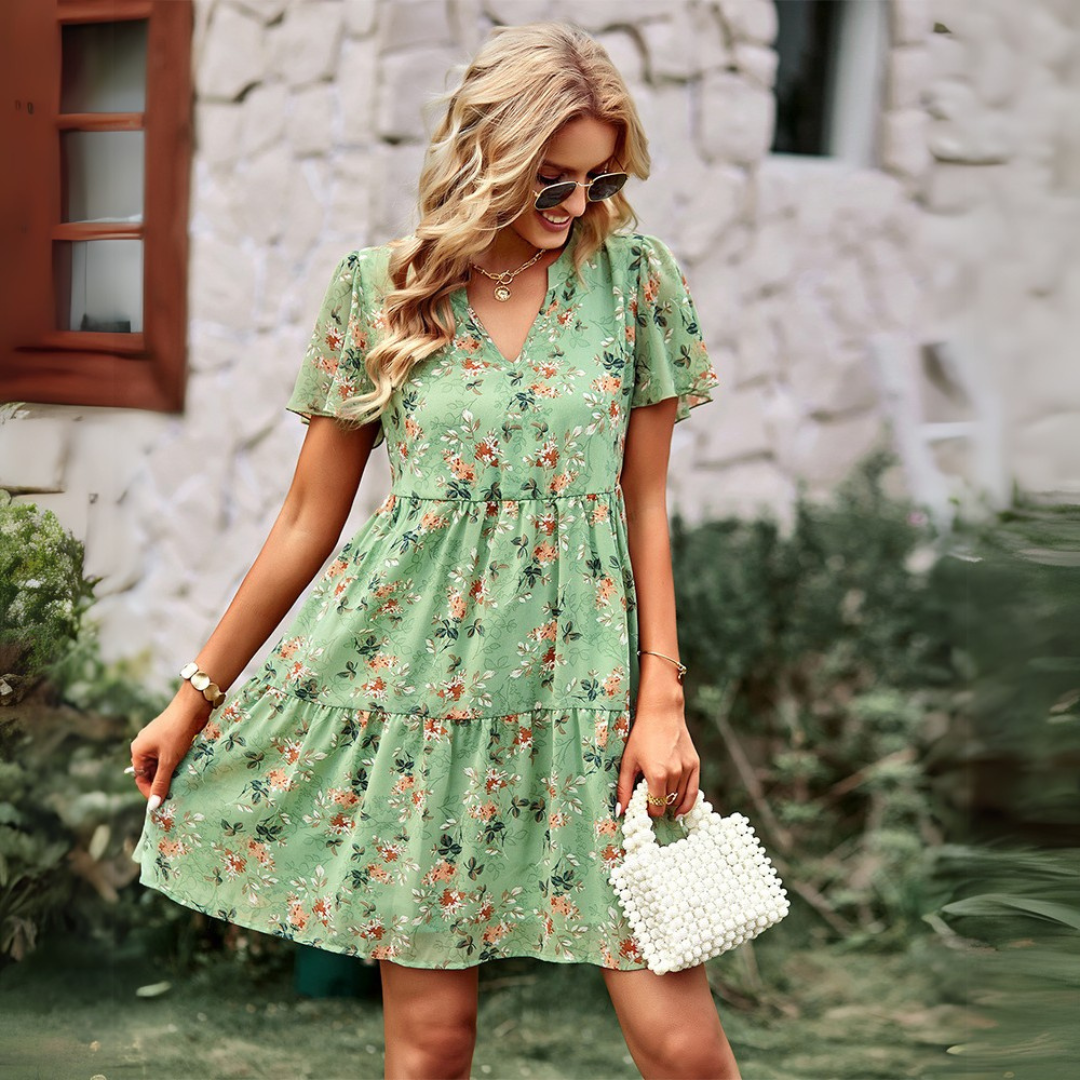 Emilia - Floral V-Neck Tiered Dress