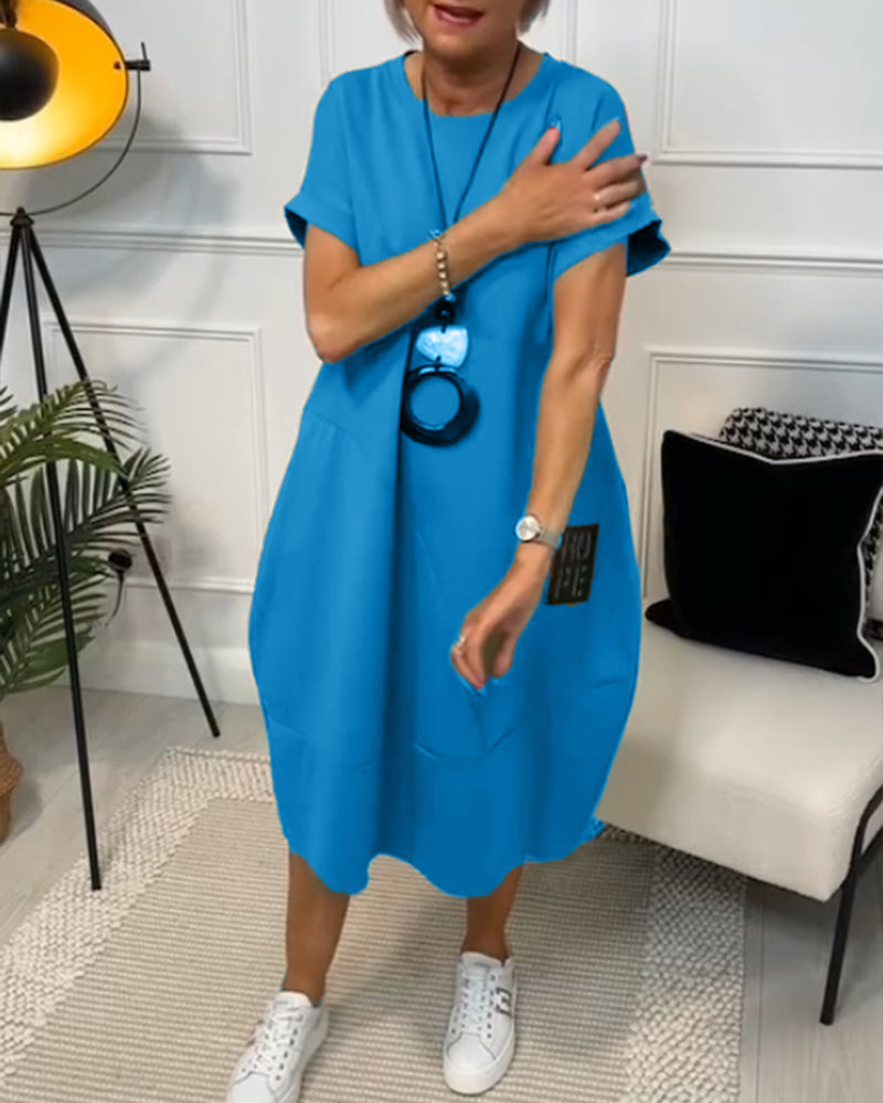 Nova-Relaxed Pocket T-Shirt Dress