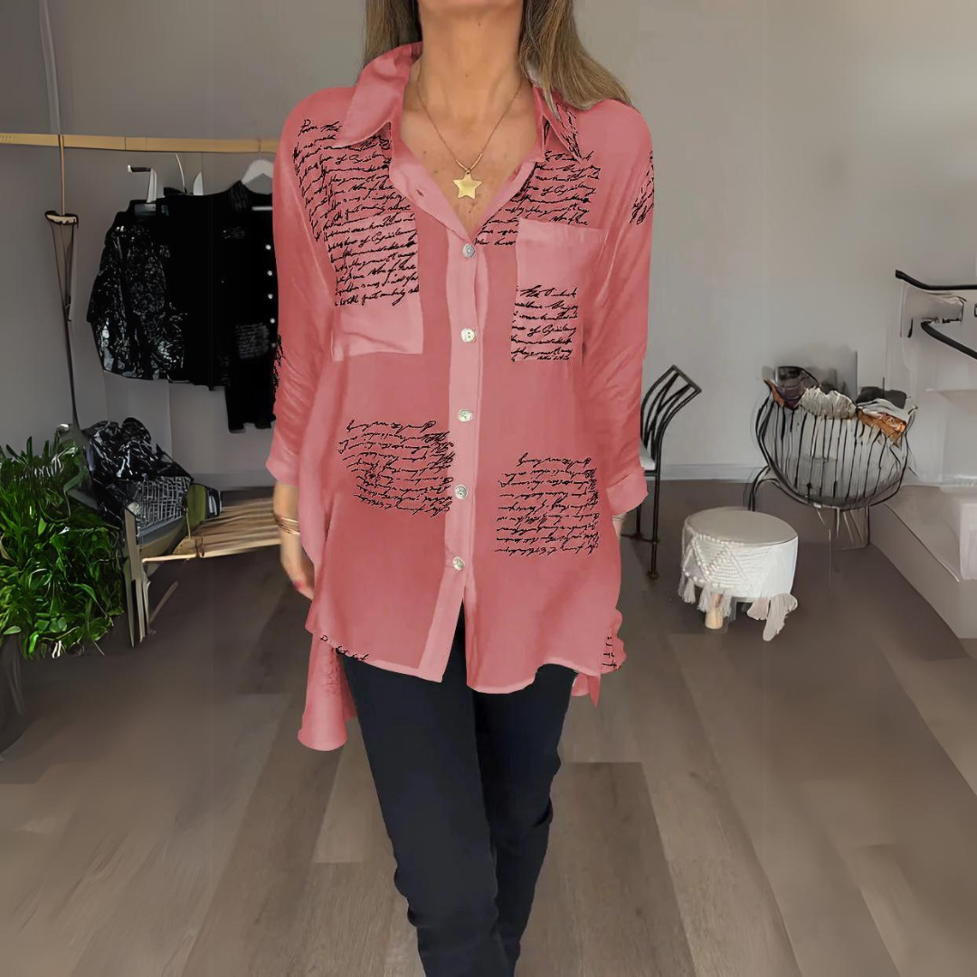 Romi-Script Print Button-Down Shirt