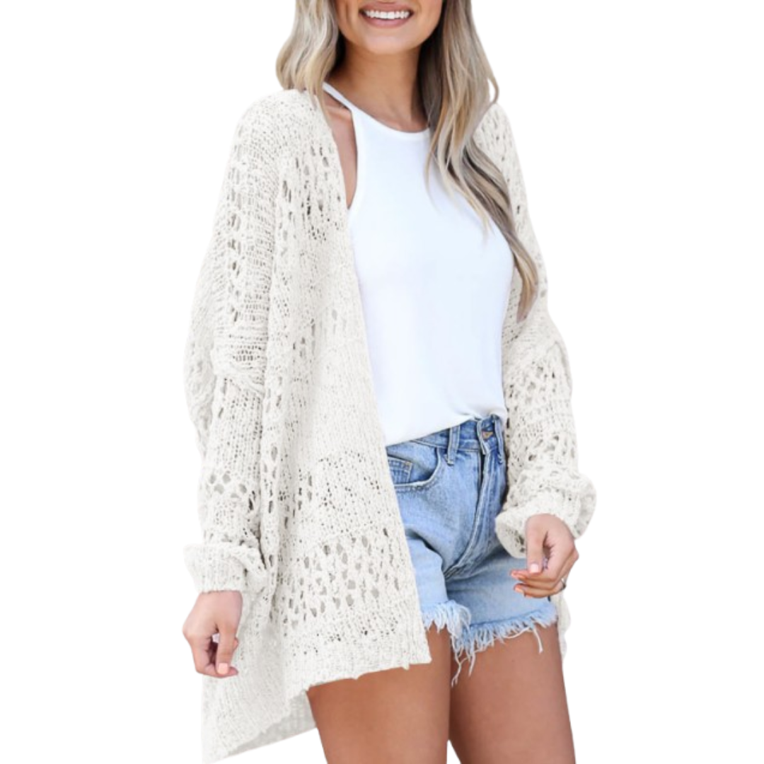Harper-Open-Knit Longline Cardigan